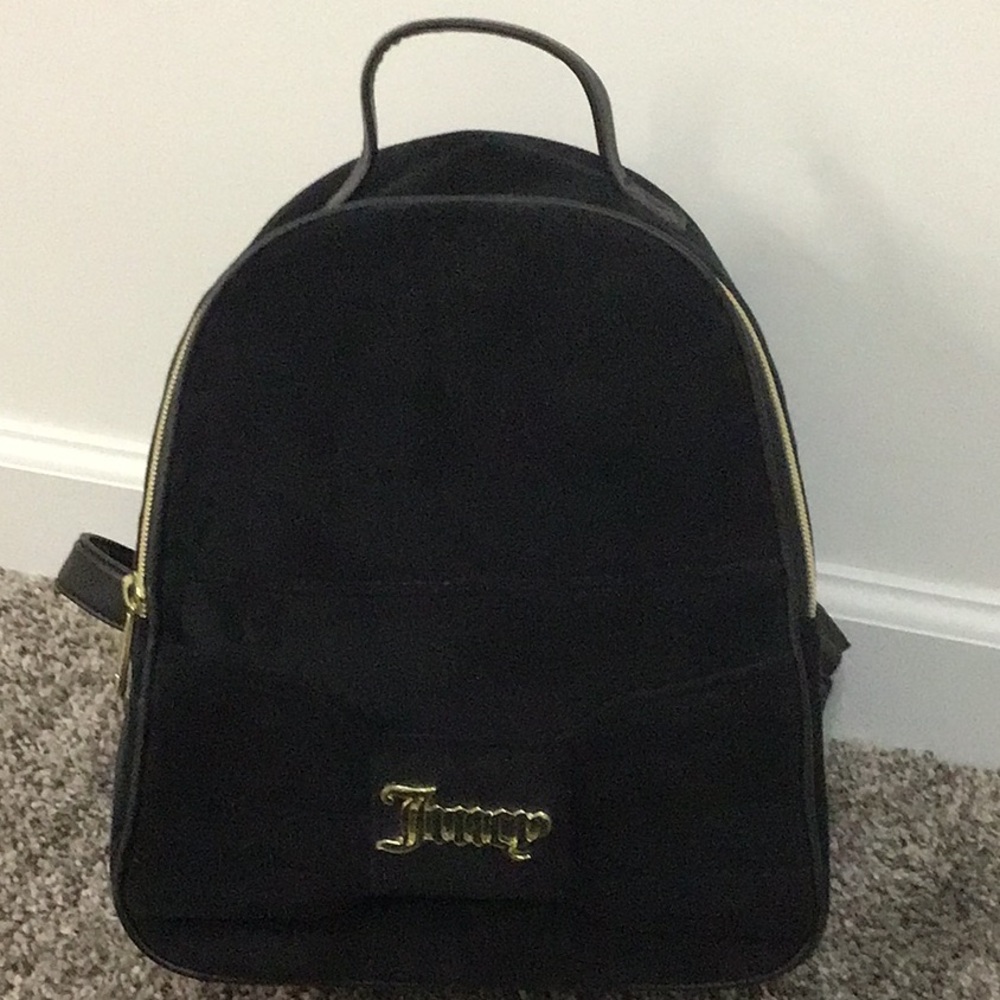 Super cute Juicy Couture black “ velvetty” backpack with gold hardware…